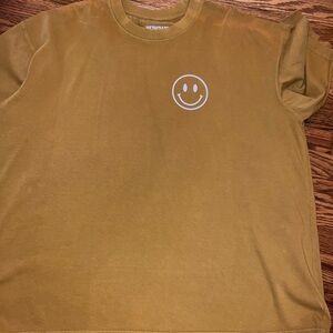 Women's Short Sleeve Tee with Smiley Face - Mustard